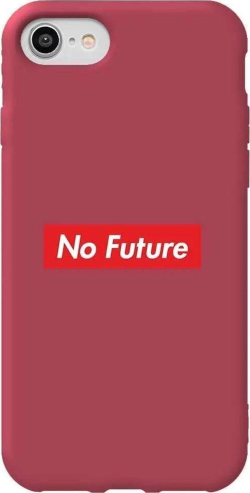İphone 8 Bordo Renkli Silikon Telefon Kılıfı - No Future