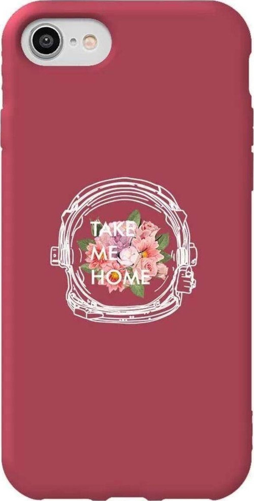 İphone 8 Bordo Renkli Silikon Telefon Kılıfı - Take Me Home