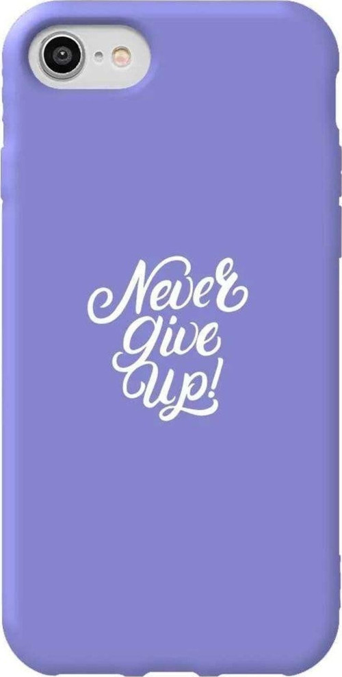 İphone 8 Lila Renkli Silikon Telefon Kılıfı - Never Give Up 3