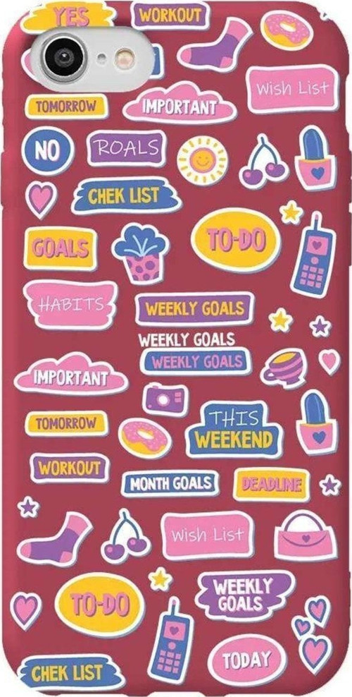 İphone 8 Bordo Renkli Silikon Telefon Kılıfı - Weekly Goals