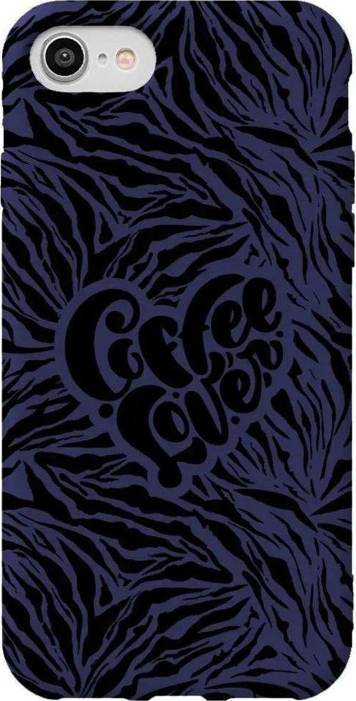 İphone 8 Lacivert Renkli Silikon Telefon Kılıfı - Coffee Lover