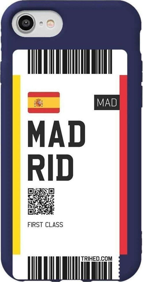 İphone 8 Lacivert Renkli Silikon Telefon Kılıfı - Madrid Bileti
