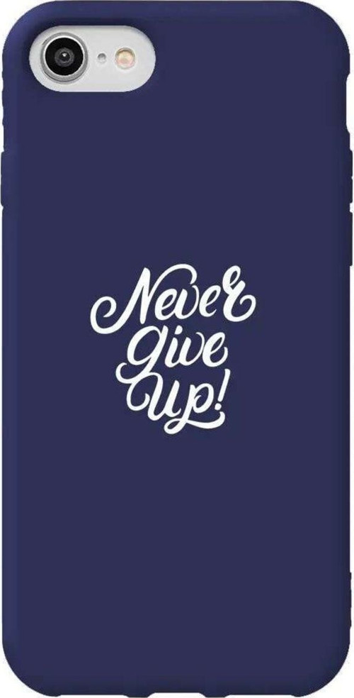 İphone 8 Lacivert Renkli Silikon Telefon Kılıfı - Never Give Up 3