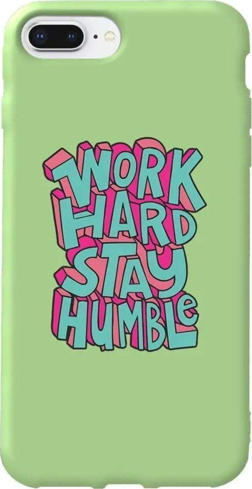 iphone 8 Plus Açik Yesil Renkli Silikon Telefon Kılıfı - Work Hard