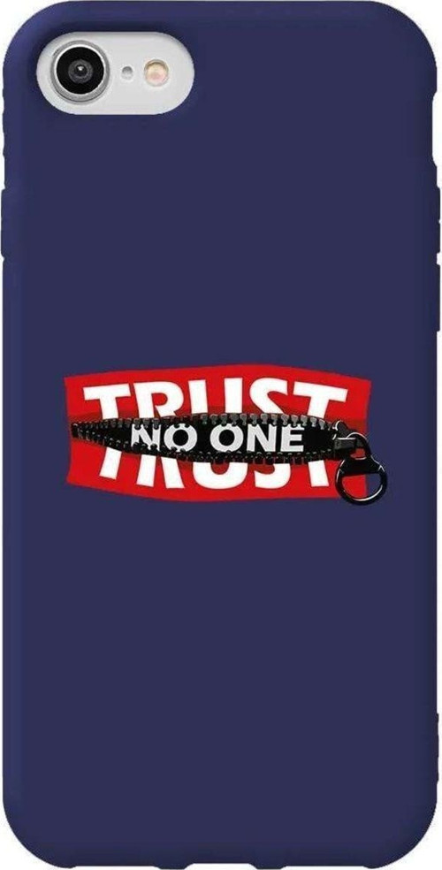 İphone 8 Lacivert Renkli Silikon Telefon Kılıfı - Trust No One