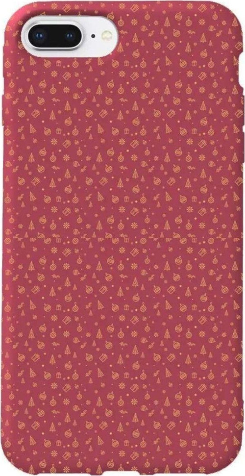 iphone 8 Plus Bordo Renkli Silikon Telefon Kılıfı - Merry Christmas