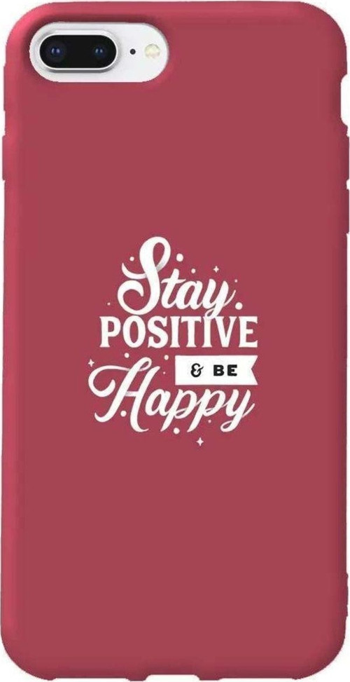 iphone 8 Plus Bordo Renkli Silikon Telefon Kılıfı - Stay Positive