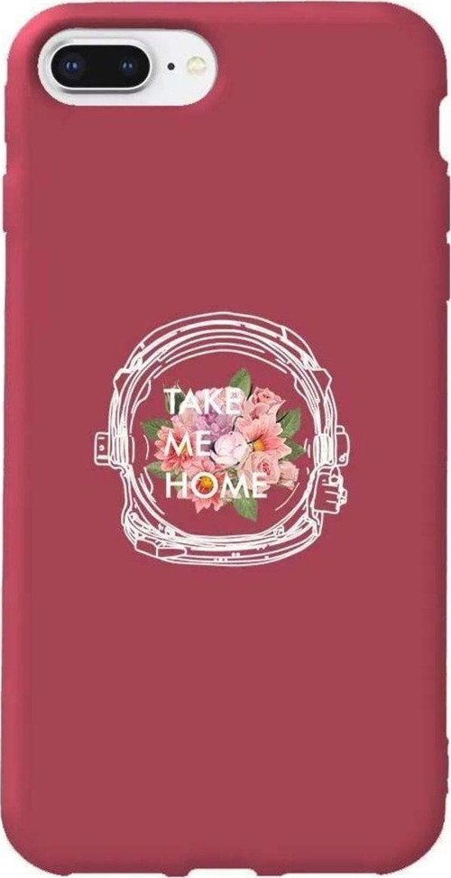 iphone 8 Plus Bordo Renkli Silikon Telefon Kılıfı - Take Me Home