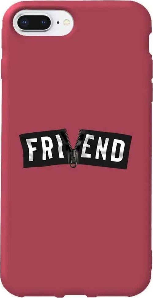 iphone 8 Plus Bordo Renkli Silikon Telefon Kılıfı - Friend