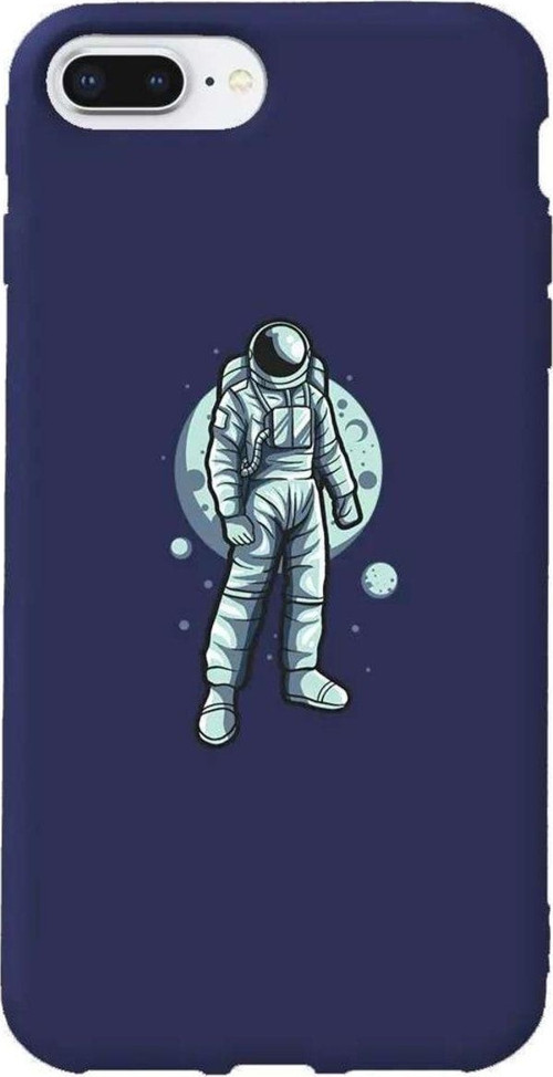 iphone 8 Plus Lacivert Renkli Silikon Telefon Kılıfı - Astronot