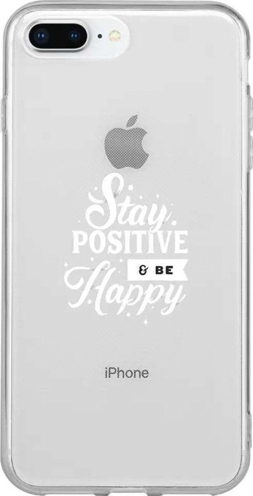 iphone 8 Plus Seffaf Telefon Kılıfı - Stay Positive
