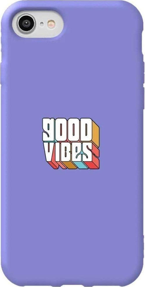 İphone 8 Lila Renkli Silikon Telefon Kılıfı - Good Vibes