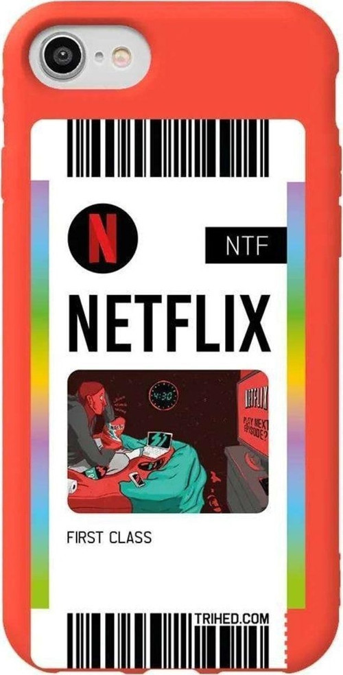 iphone 8 Plus Turuncu Renkli Silikon Telefon Kılıfı - Netflix Bileti