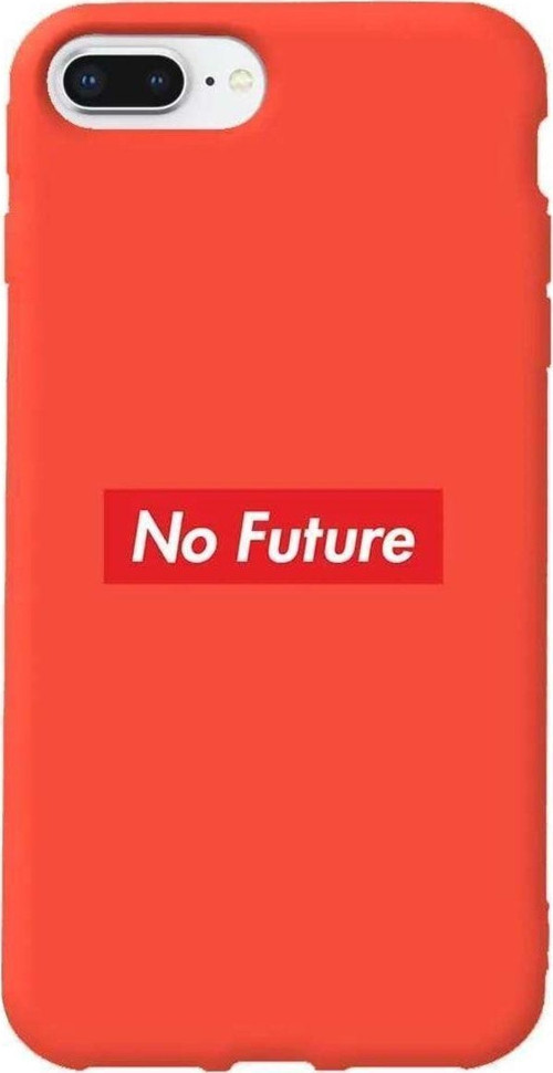 iphone 8 Plus Turuncu Renkli Silikon Telefon Kılıfı - No Future