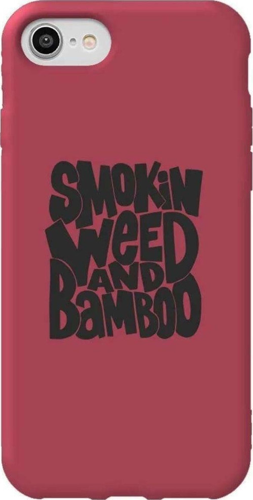 iphone Se 2020 Bordo Renkli Silikon Telefon Kılıfı - Smokin Weed