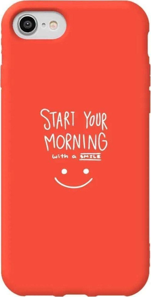 İphone 8 Turuncu Renkli Silikon Telefon Kılıfı - Morning