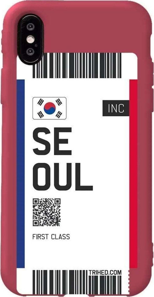İphone X Bordo Renkli Silikon Telefon Kılıfı - Seoul Bileti