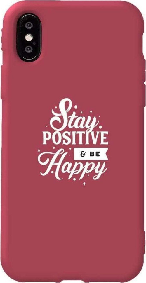 İphone X Bordo Renkli Silikon Telefon Kılıfı - Stay Positive