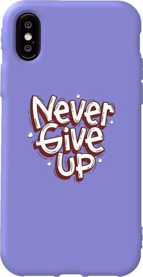 İphone X Lila Renkli Silikon Telefon Kılıfı - Never Give Up