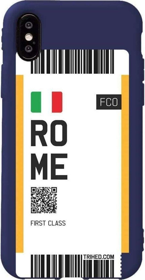 İphone X Lacivert Renkli Silikon Telefon Kılıfı - Rome Bileti