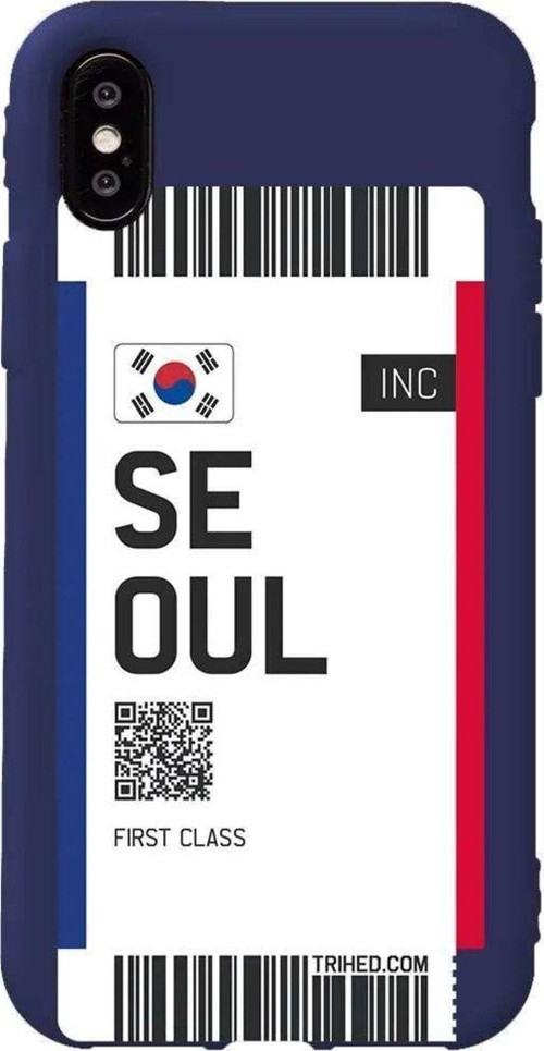 İphone X Lacivert Renkli Silikon Telefon Kılıfı - Seoul Bileti