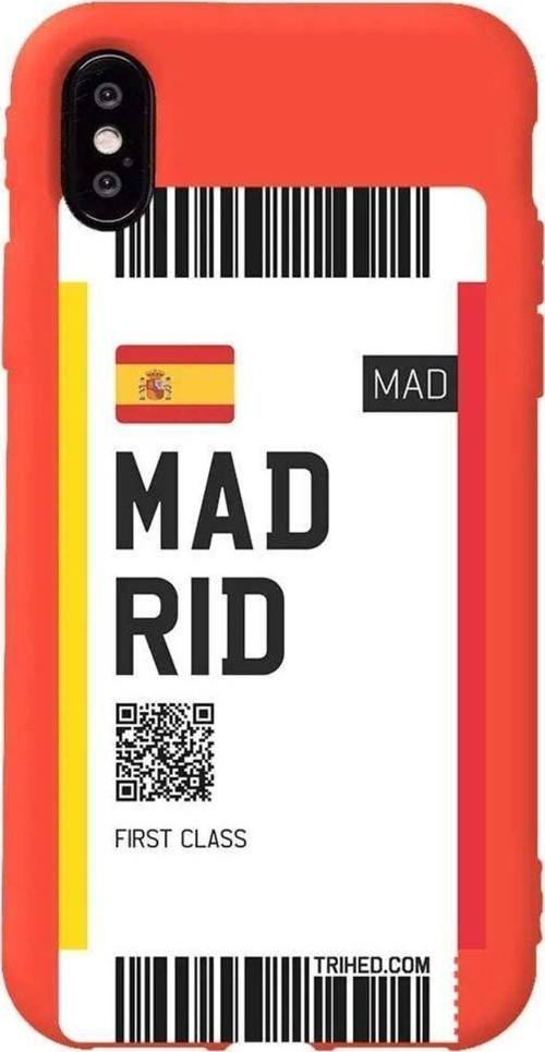 İphone X Turuncu Renkli Silikon Telefon Kılıfı - Madrid Bileti