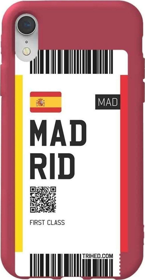 İphone XR Bordo Renkli Silikon Telefon Kılıfı - Madrid Bileti