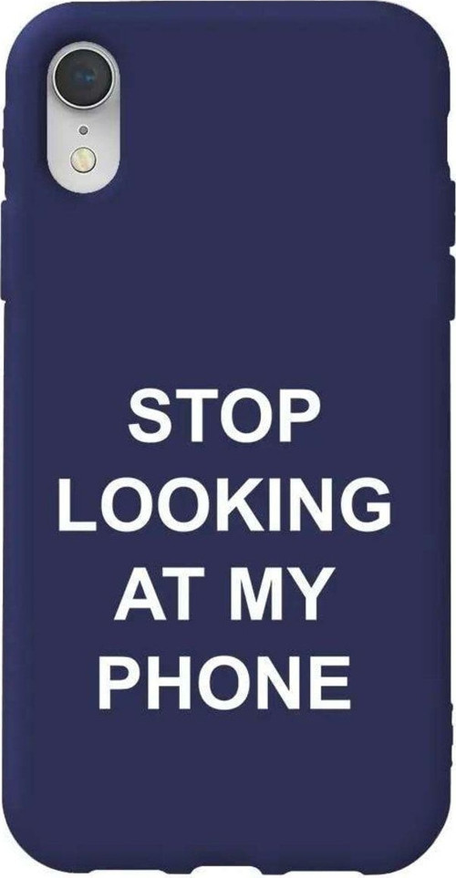 İphone XR Lacivert Renkli Silikon Telefon Kılıfı - Stop Looking