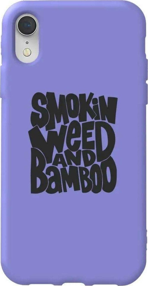 İphone XR Lila Renkli Silikon Telefon Kılıfı - Smokin Weed