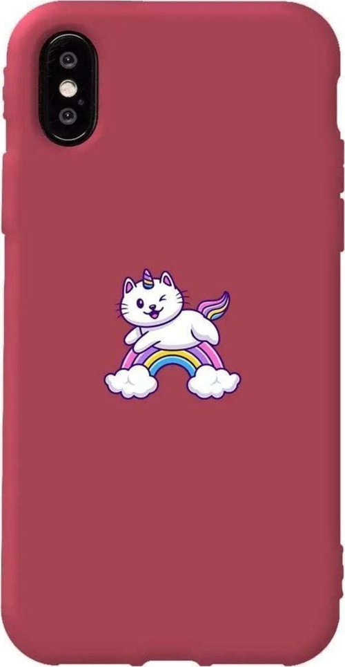 İphone XS Bordo Renkli Silikon Telefon Kılıfı - Caticorn