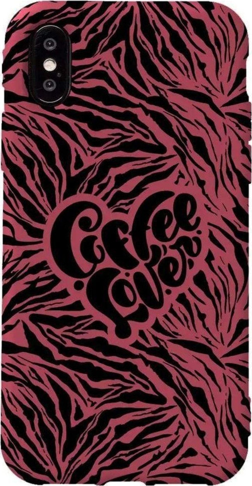 İphone XS Bordo Renkli Silikon Telefon Kılıfı - Coffee Lover