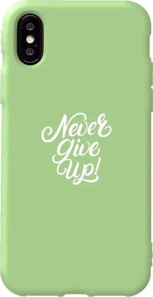 İphone XS Açik Yesil Renkli Silikon Telefon Kılıfı - Never Give Up 3