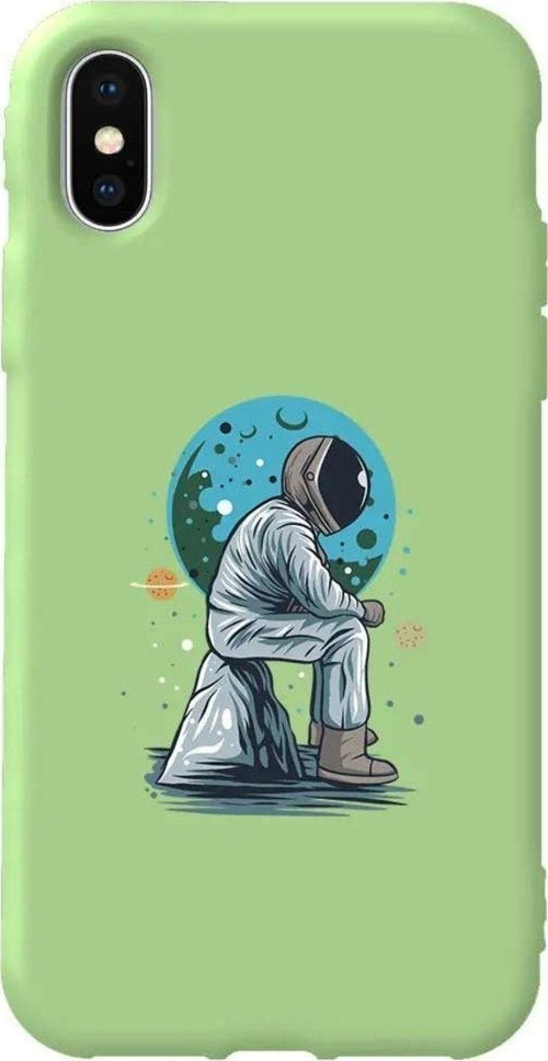 İphone XS Max Açik Yesil Renkli Silikon Telefon Kılıfı - Forever Alone