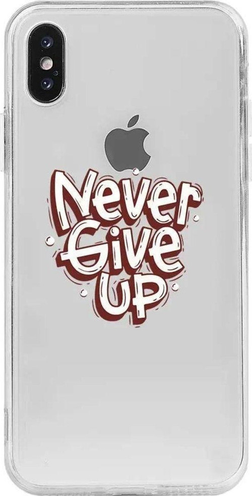 İphone XS Max Seffaf Telefon Kılıfı - Never Give Up