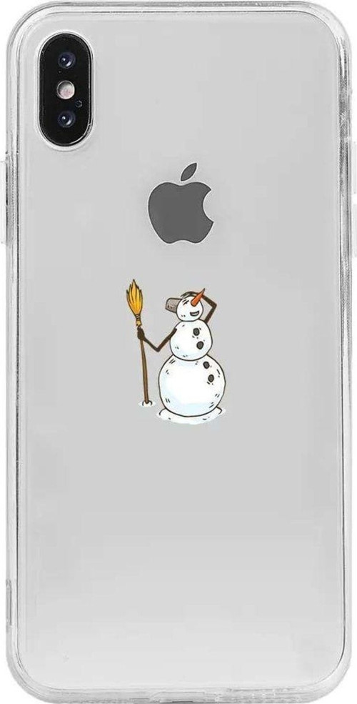 İphone XS Max Uyumlu Seffaf Telefon Kılıfı - Snowman Looking Around