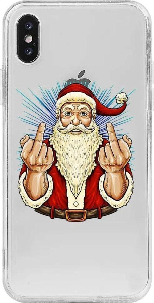 İphone XS Seffaf Telefon Kılıfı - Naughty Santa Uyumlu