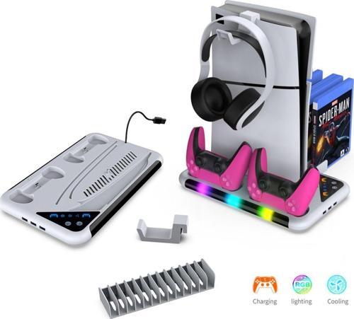 PS5 Slim ve Tüm Modeller için Multi Fonksiyon Soğutma ve Şarj Ünitesi Uyumlu TP5-3557
