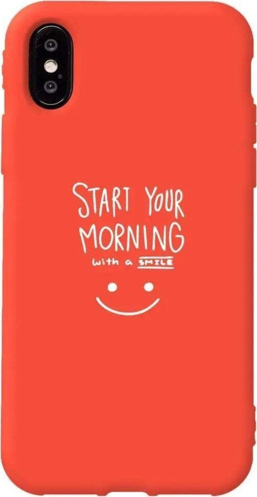 İphone XS Turuncu Renkli Silikon Telefon Kılıfı - Morning