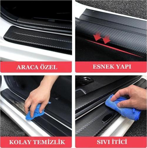 Dodge Avenger İçin Uyumlu Aksesuar Oto Kapı Eşiği Sticker Karbon 4 Adet