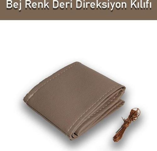 Porsche Oto Modellerine Uyumlu Deri Direksiyon Kılıfı, Dikmeli Bej Renk Spor Dikiş