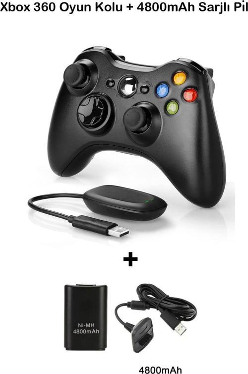 Xbox 360 Pc Uyumlu Kablosuz Analog Oyun Kolu Ve 4800Mah Batarya Seti