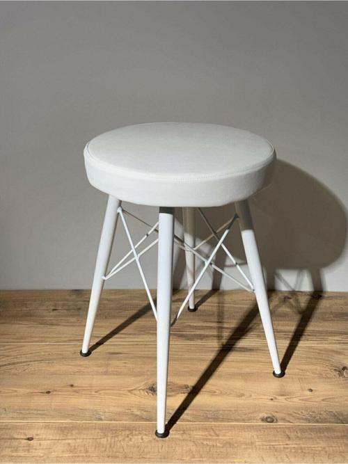 4 Adet Beyaz Eyfel Metal Ayaklı Deri Tabure 45 Cm Sc019
