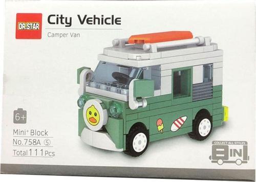 Lego Benzeri Mini Bloklar - City Araçları Serisi - Kampçı Minibüsü - 111 Parça