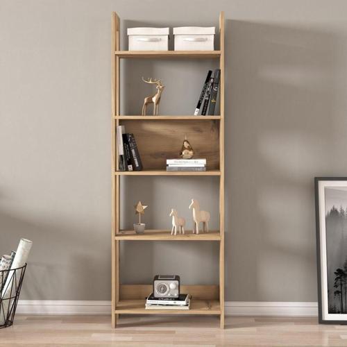 Country Çok Raflı Kitaplık, Dekoratif Kitaplık, 5 Raflı Ev-Ofis Kitaplık Kütüphane Kilim