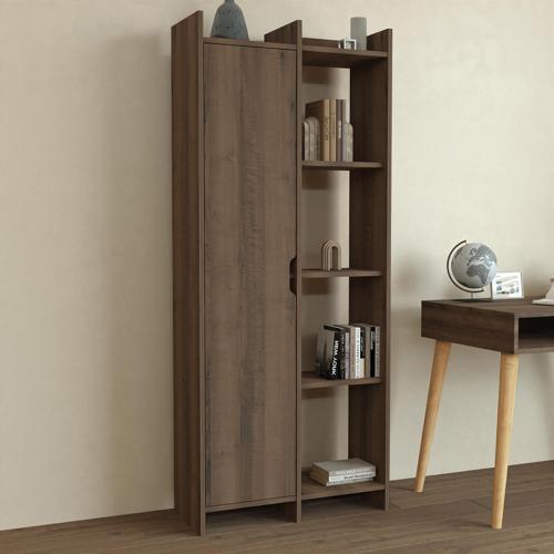 Offer Çok Raflı, Tek Kapaklı Kitaplık - 180 cm, Ev-Ofis, Kütüphane Antik Ceviz