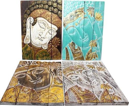 Duvara Asmalı Ahşap Buda Pano