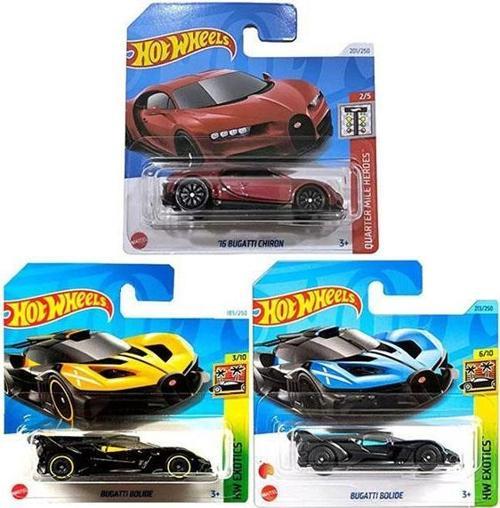 3 Araç Bugatti Set - Bolide & Chiron (1/64)