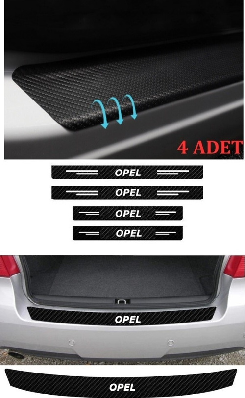Opel Combo İçin Uyumlu Aksesuar Oto Bagaj Ve Kapı Eşiği Sticker Seti Karbon