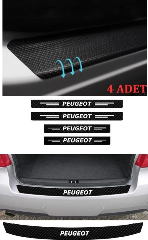 Peugeot 106 İçin Uyumlu Aksesuar Bagaj Ve Kapı Eşiği Seti Karbon
