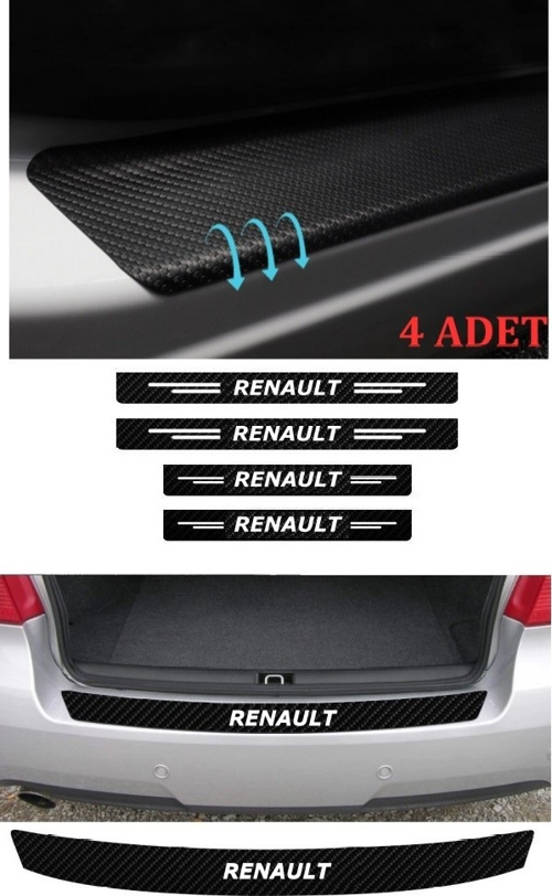 Renault Broadway İçin Uyumlu Aksesuar Oto Bagaj Ve Kapı Eşiği Sticker Seti Karbon